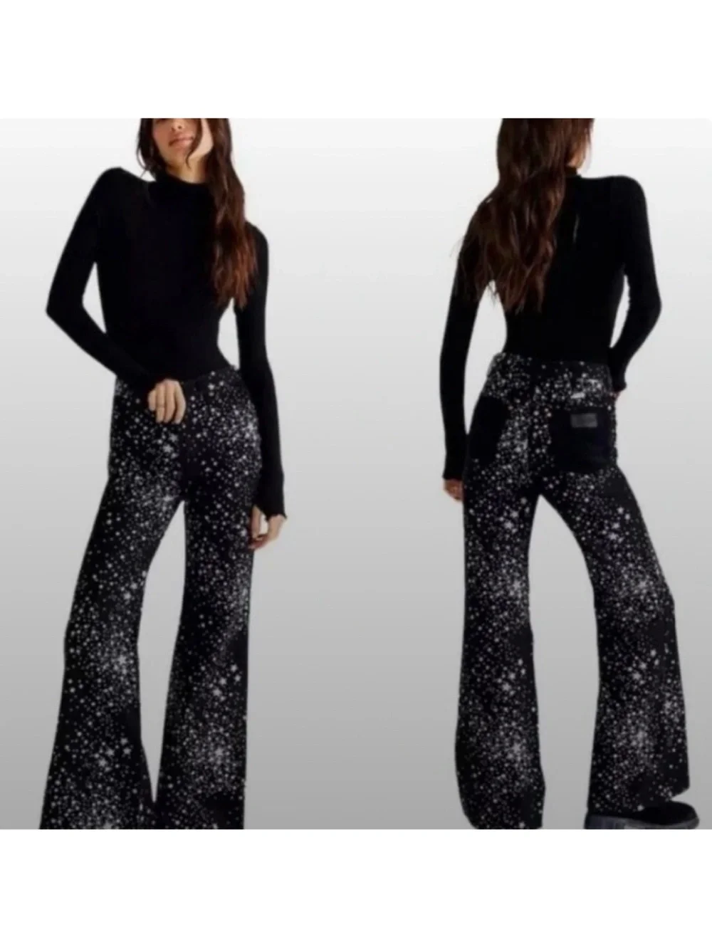 Wrangler x Free People Star Struck Wanderer 622 High Rise Flare Jeans Sz 26x30
